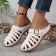 thumbnail image 2 of Mules for Women Closed Toe Fisherman Sandals Breathable Cutout Buckle Strap Slip on Low Wedge Cushioned Orthopedic Shoes Slides White Size 7, 2 of 6