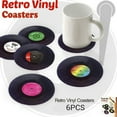 thumbnail image 3 of Posavasos de CD Vintage de Dibujos Animados BLESIY 2x6 Uds Soporte para Bebidas Mantel Individual de Vinilo, 3 of 8