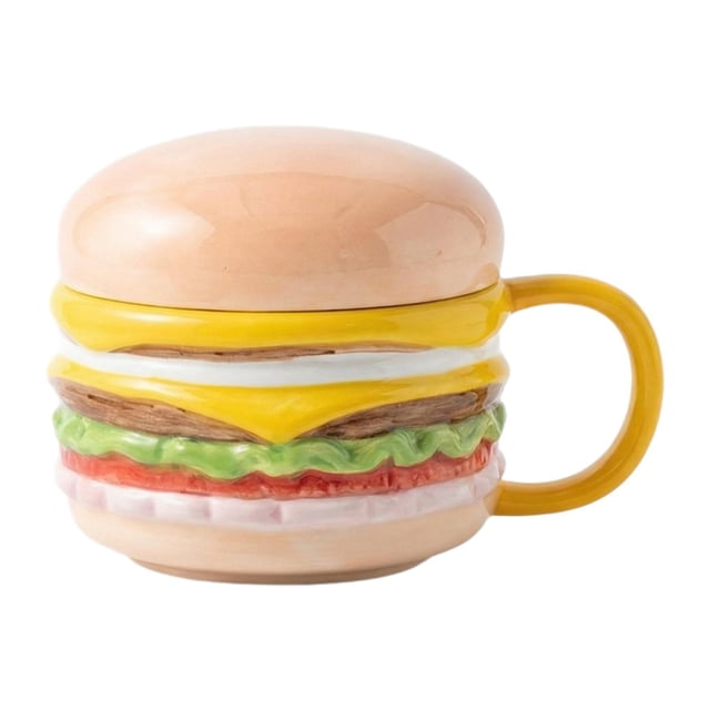 Taza de café de cerámica, taza de té, colección práctica, taza de hamburguesa de cerámica, taza para beber Mango amarillo