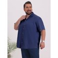 thumbnail image 4 of DARING DIVA Men's Big & Tall Summer Beach Camp Collar Short Sleeve Shirt XL Navy Blue, 4 of 7