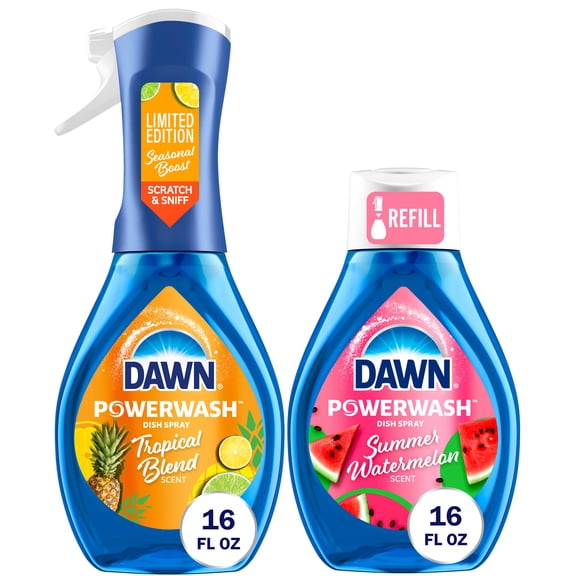 Dawn Powerwash Dish Spray Tropical/Watermelon Scents, 16oz Bottle 2pk
