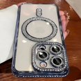 thumbnail image 1 of New Fashion Glitter Diamond Transparent Case For iPhone 16 15 14 13 11 12 Pro Max 16 Plus Magnetic Wireless Charge Bumper Cover, 1 of 5