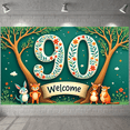 thumbnail image 5 of Floral Design 90th Birthday Backdrop Green Theme Welcome Party Display Forest Animal Cartoon Nature Celebration Banner for 90th Birthday Party Kids Celebration Family Gathering, 5 of 9