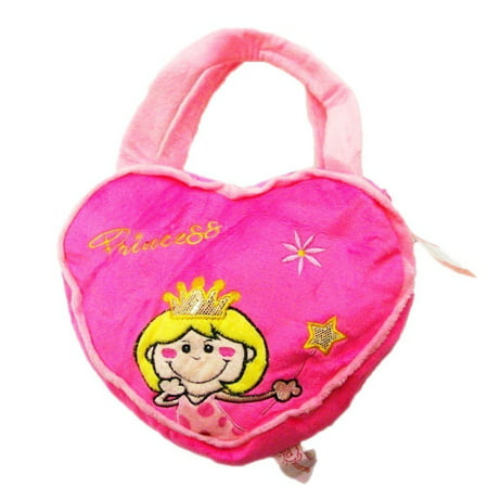 Girls Hot Pink Heart Glitter Princess Crown Wand Applique Purse - 0