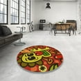 thumbnail image 4 of Ahgly Company Machine Washable Indoor Round Transitional Crimson Red Area Rugs, 6' Round, 4 of 7