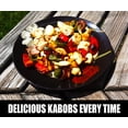 thumbnail image 3 of Barbecue Skewers Set - Stainless Steel Wide BBQ Kabob Sticks - 10 inch Flat Metal Shish Kabab with Food Remover Disc for Grilling - Brazilian Kebab Rotisserie Maker by Cave Tools, 3 of 6