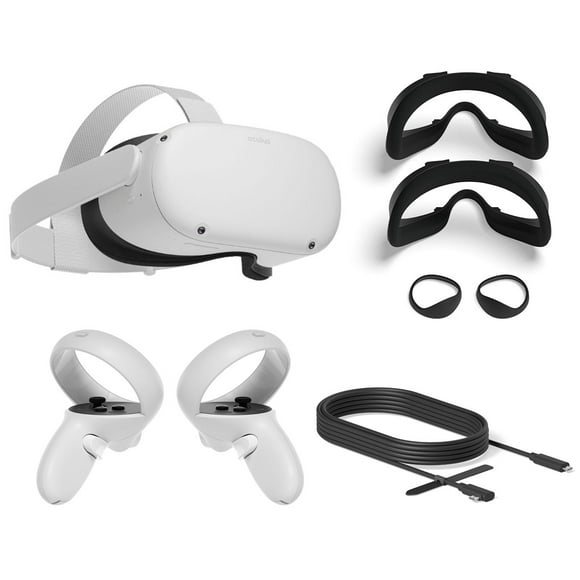 2020 Oculus Quest 2 Casque VR Tout-en-un 64GB Ensemble Familial de Noël, Casque de Jeu de Réalité Virtuelle Avancé, Pack de Ajustement, Câble Mytrix de 10 Pieds pour PC VR
