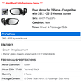 thumbnail image 2 of Door Mirror Set 2 Piece - Compatible with 2012 - 2015 Hyundai Accent 2013 2014, 2 of 2