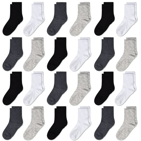 

Kids Socks Crew Socks Newborn/Toddler for Children Boys Girls Cozy Athletic Socks 24pairs，7T-10T