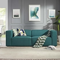 Modway Mingle 2 Piece Upholstered Fabric Sectional Sofa Set in Teal