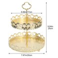 thumbnail image 4 of Hfppkn 2-Tier Gold Metal Round Cupcake Stand Dessert Serving Platter for Parties Style 2 20x25cm, 4 of 7