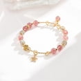 thumbnail image 5 of Rosa rosa polvo cristal cuarzo piedra Natural pulsera Streche pulsera cordón elástico cuentas amantes regalo mujer LingWen 1327533221559, 5 of 5