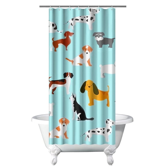 Adorable Funny Dog Shower Curtain Waterproof Quick-Dry Bath Curtain Cartoon Puppy Print