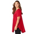 thumbnail image 4 of Roaman's Women's Plus Size Swing Ultra Femme Tunic Short Sleeve V-Neck Shirt, 4 of 6
