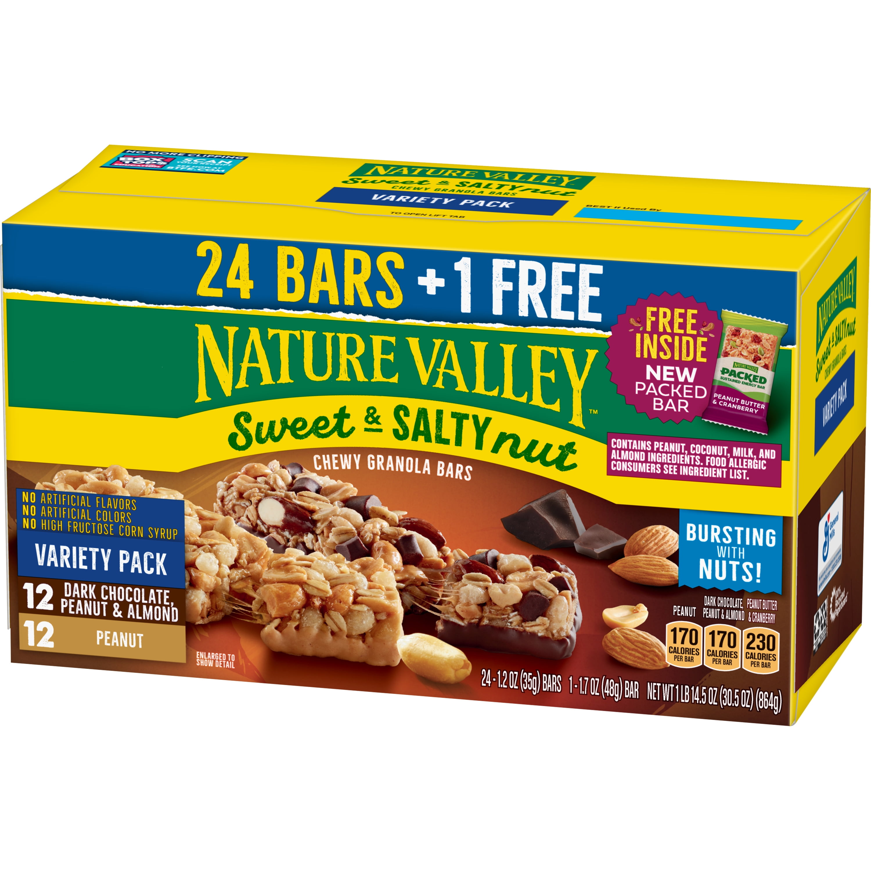 Nature Valley Granola Bars Sweet & Salty Variety Pack, 24 ct + Free Packed Bar
