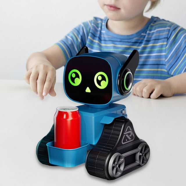 Robot de juguete para niños, programación de música, recargable con luz, Control remoto, Robot de juguete inteligente para cumpleaños, regalos para Azul