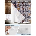 thumbnail image 3 of No Hook Cloth Fabric Shower Curtain with Snap in Liner, Boho Blue Yellow Waterproof Shower Curtains Set with See Through Top Window, Retro Bohemian Flower Leaf Tribal Bath Curtains Shower 54"x78", 3 of 6