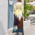 thumbnail image 3 of Forest Sunset Silhouette Women's Long Dress Long Sleeves Dress Vintage Dresses Party Maxi Dress High Waist Dress, 3 of 4