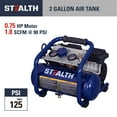 thumbnail image 4 of Stealth Ultra Quiet 2 Gallon 125 PSI Portable Electric Oil-Free Air Compressor, Professional Series, 4 of 12