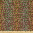 thumbnail image 2 of Ambesonne Rust Color Fabric by the Yard Microfiber, Branches Leafy Botany, 5 Yards, Laurel Green Amber, 2 of 2