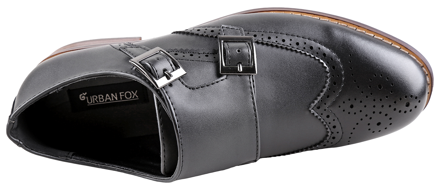Urban Fox Allen Men's Dress Shoe | Double Monk Strap | Brogue | Wingtip Shoes for Men | Black 12 M US - image 5 of 7
