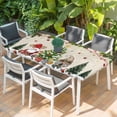 thumbnail image 2 of Beige Christmas Table Cloths for 4 Foot Rectangle Tables, Gnomes Xmas Tree Snowflake Winter Gifts Rustic Patio Waterproof Elastic Fitted Tablecloths, Washable Rectangular Table Cover for Camping, 2 of 8