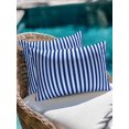 thumbnail image 4 of Waterproof Outdoor Throw Pillows with Inserts 12"x20", Navy Blue Stripe Soft Decorative Pillowcases for Couch Bedroom, Modern White Vertical Striped Geometric Pillow Covers for Sofa Living Room, 4 of 8