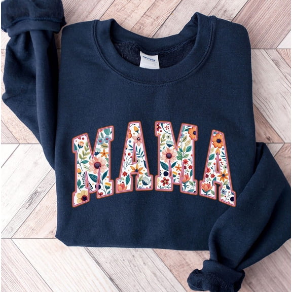 Tee Clo Floral Mama Sweatshirt Strong Woman Retro Graphic Cozy Mother’s Day Outfit, Full size S-5XL