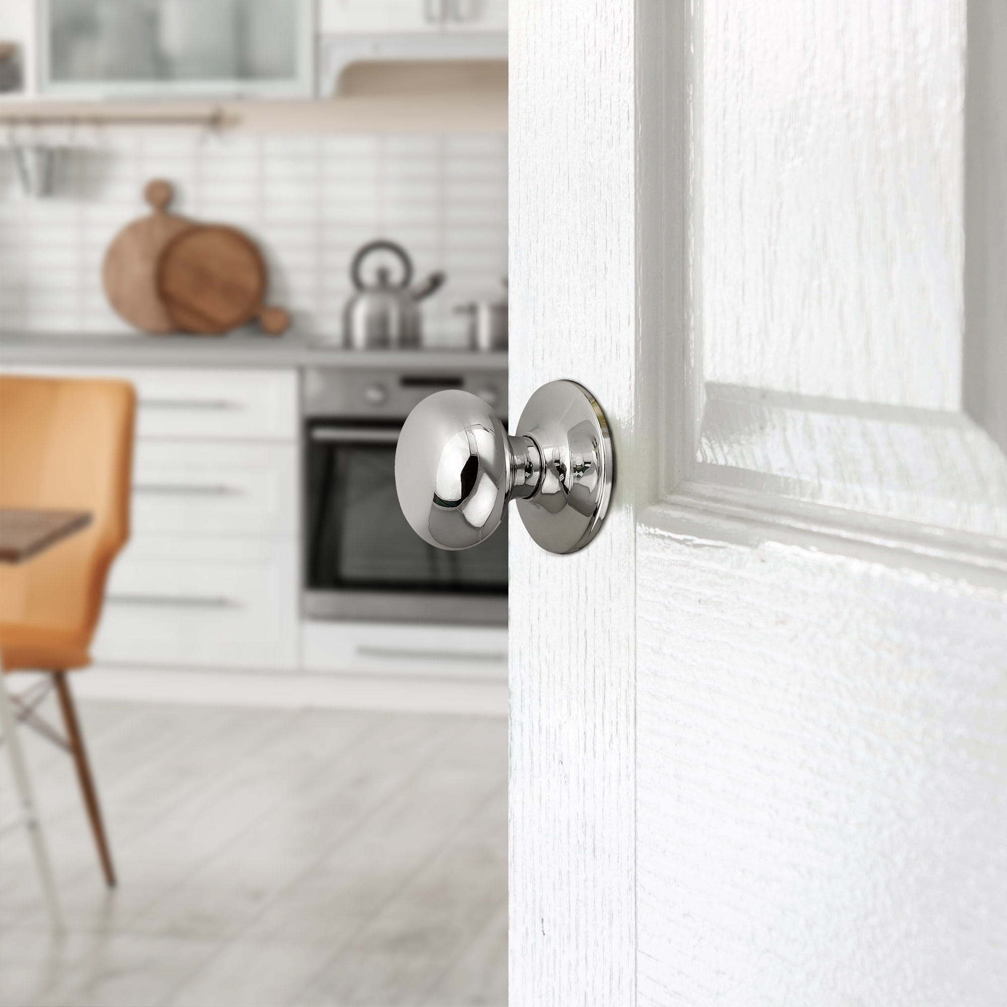 Design House Cambridge Passage Hall and Closet Door 2-Way Knob, Polished Chrome