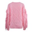 thumbnail image 2 of Vedolay Womens Fall Sweaters Women's 2023 Lantern Long Sleeve Crewneck Sweater Casual Solid Color Pullover Tops,Pink XL, 2 of 4