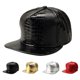 thumbnail image 1 of Unisex Crocodile Baseball Caps PU Leather Adjustable Hip Hop Flat Brim Hats Snapback (Black), 1 of 3