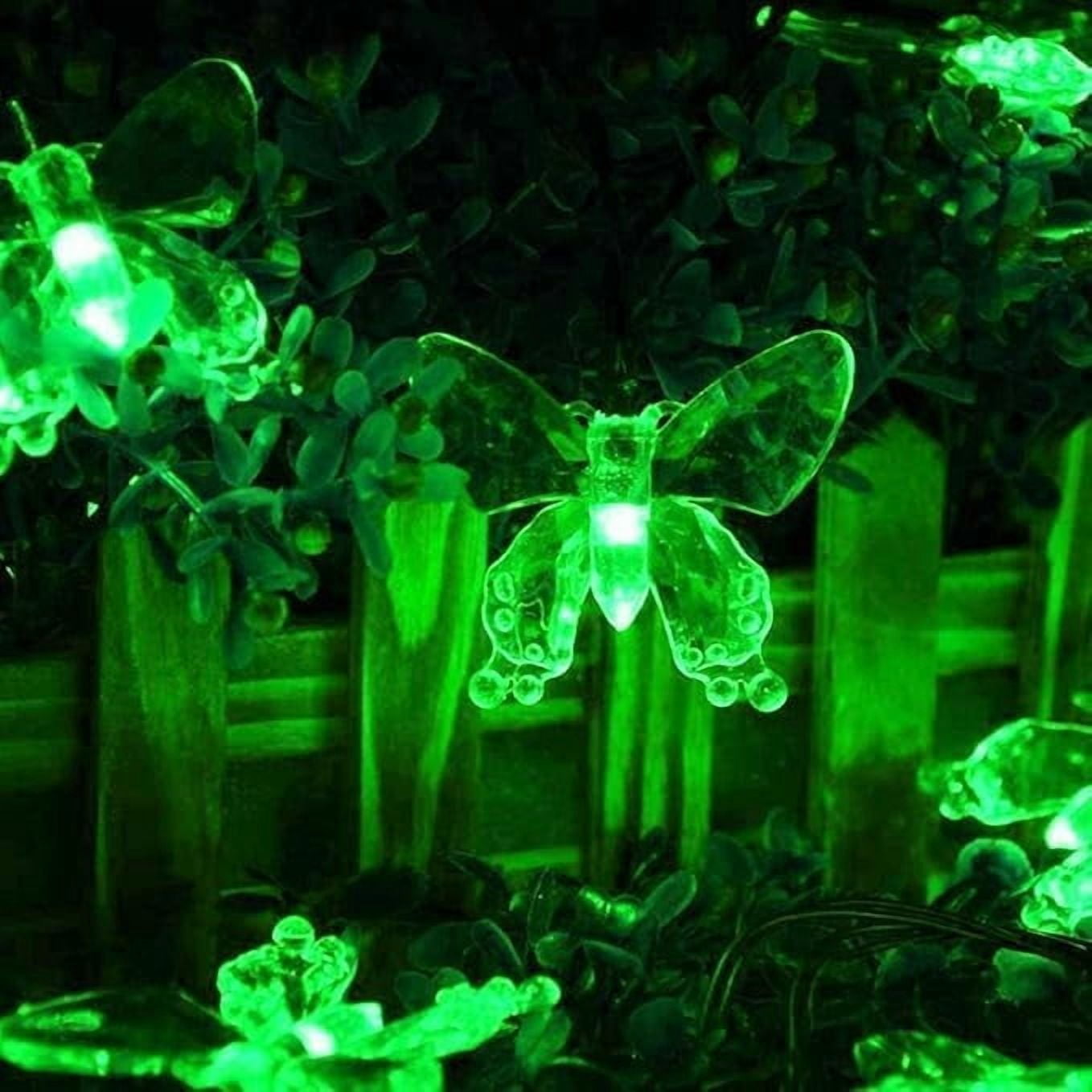 Huiyi Butterfly String Lights, 5m 20LED Outdoor Solar Powered String Light 8Mode Indoor for Lighting for Lawn Patio Wedding Party Decor