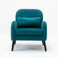 thumbnail image 5 of Upholstered Accent Chair with Cushion, Comfy Living Room Chair with Black Solid Wood Legs, Modern Arm Chair Reading Chair Leisure Chair Club Chair for Bedroom, Balcony and Office, Teal, 5 of 7