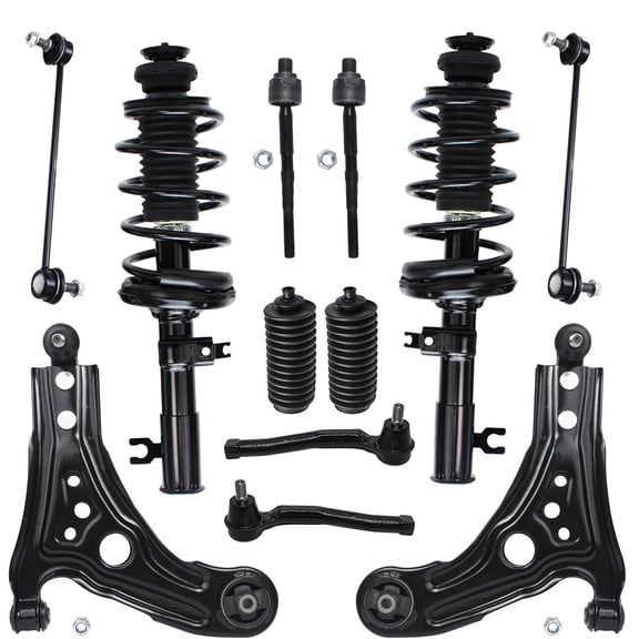 Detroit Axle - 12pc Front End Suspension Kit for Chevy Aveo Aveo5 Pontiac G3 Wave 2 Ready Struts 2 Lower Control Arms w/Ball Joints 2 Sway Bars 4 Tie Rods 2 Boots Replacement