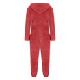 thumbnail image 5 of UJNDER Women's Fuzzy Hoodie Jumpsuit Pajamas Long Sleeve Romper Warm Winter Pajamas for Women Red M, 5 of 5