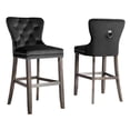 thumbnail image 1 of Tabourets de Bar Rustiques en Velours Noir avec Poignée Chromée et Repose-Pieds (Ensemble de 2), 1 of 5