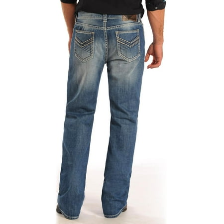 Rock & Roll Cowboy Men's and Double Barrel Thin Line Pocket Jeans Straight Leg Denim 32W x