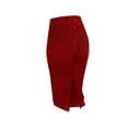 thumbnail image 5 of Lovskoo 2024 Women's High Waist Sequin Skirt Front Slit Bodycon Fit Stretch Sparkly Rhinestone Work Midi Skirts Red, 5 of 8