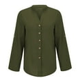 thumbnail image 3 of Fesfesfes Women's Fall Blouses Casual Fashion Loose Half Sleeve Classic Lapel Neckline T-Shirt with Buttons Trendy Cowboy Style Tops(Army Green#2,XL), 3 of 6