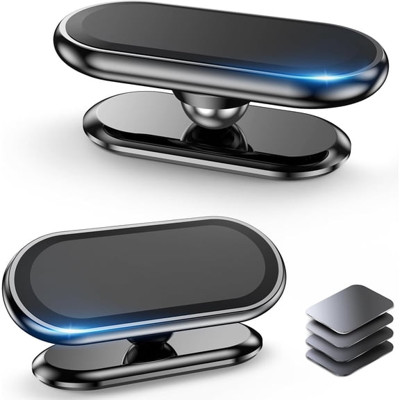 【2-PACK】Magnetic Phone Holder for Car [Super Strong Magnet ] [ with 4 Metal Plate ] iPhone Magnetic Car Phone Holder Mount [ 360 ° Rotation ] Universal Dash Adhesive Carmount