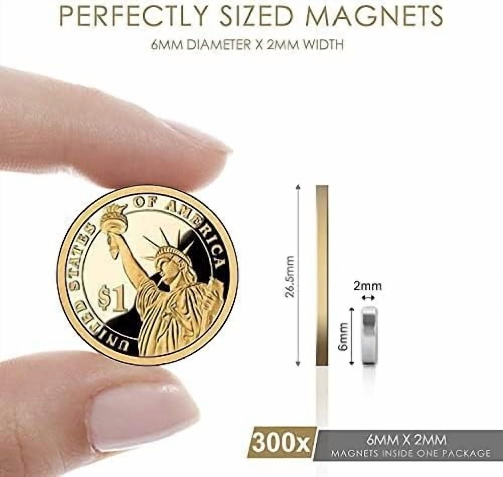 300 PCS Small Refrigerator Premium Brushed Nickel Fridge, Office Magnets, 6x2 mm