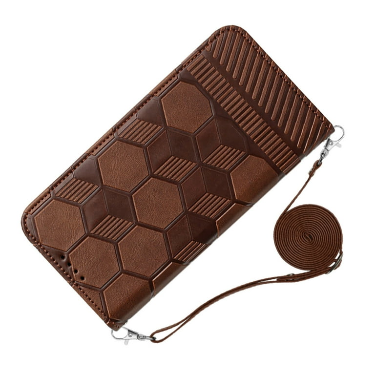 UUCOVERS Flip Wallet Cover Case for S-amsung Galaxy S23 Plus 5G Phone, PU  Leather Soccer Pattern Card Slots Pocket [Hanging/Crossbody/Shoulder Strap]  Kids Boys Phone Case for Galaxy S23+ (6.6), Brown 