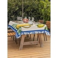 thumbnail image 3 of Outdoor Tablecloth with Umbrella Hole for Patio/Picnic/Party/Camping, Lemon Vase Summer Waterproof Table Cloth Rectangle Table Cover Washable, Fruits Green Striped Blue Lave (54"x 80"), 3 of 8