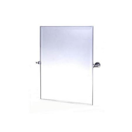 Rectangular Decorative Beveled Wall Mirror with Adjustable Tilt (Polished Chrome)