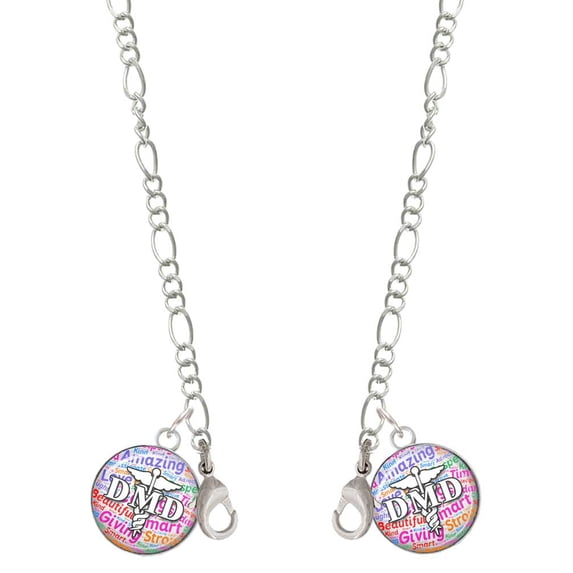 Silvertone Domed Multi Color DMD Silvertone Face Mask Necklace