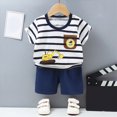 thumbnail image 2 of KPOPLK Boys Summer Set 2Pcs Outfits Short Sleeve Clothing Crewneck T-Shirt Graphic Print and Elastic Waist Shorts Clothes 1T 2T 3T 4T 5T(5-6 Years,Dark Blue), 2 of 6