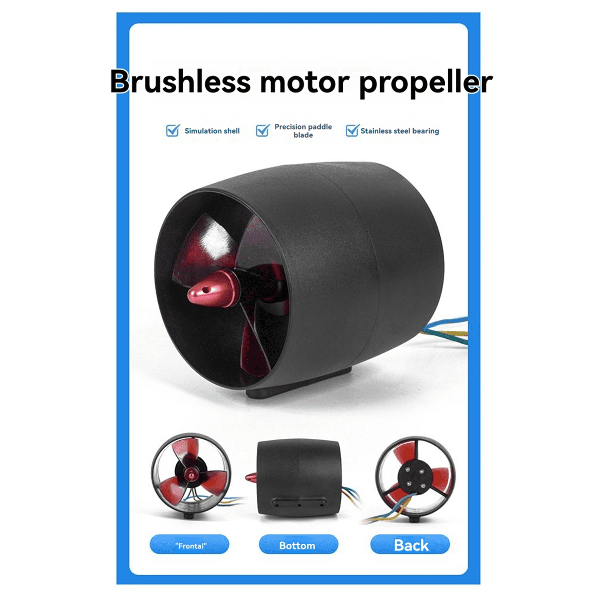 400W Brushless Motor Underwater Thruster for Kayaks Paddle Boards Counterclockwise,1 x Boat Motor,Black