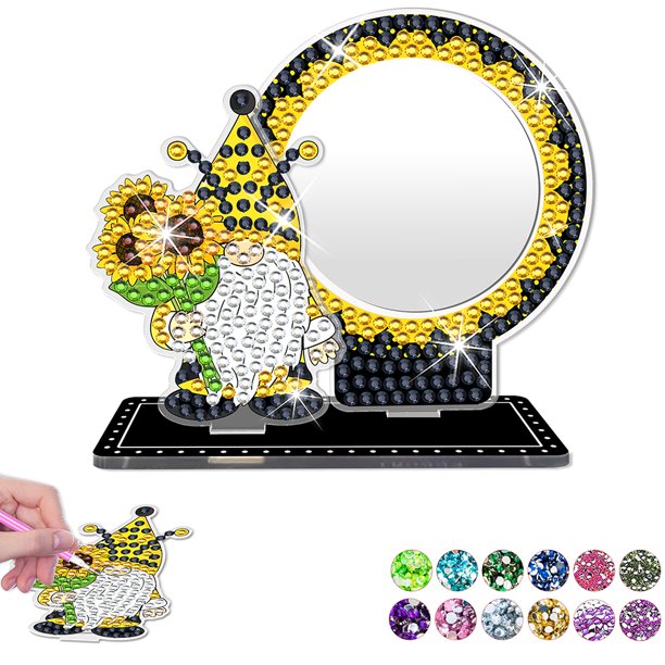 Espejo de Maquillaje Diamante Cristal 5D DIY Kit Acrílico Cgtredaw Conejo para Mujeres Niñas