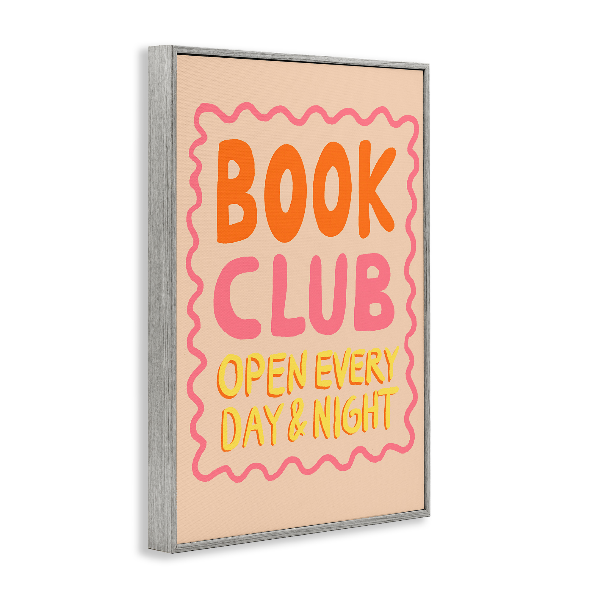 Book Club Day & Night Gray Framed Giclee Art, design by Florentina Dolci