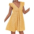 thumbnail image 3 of Deep V-Neck Women Floral Print Puff Sleeve Mini Dress, 3 of 5